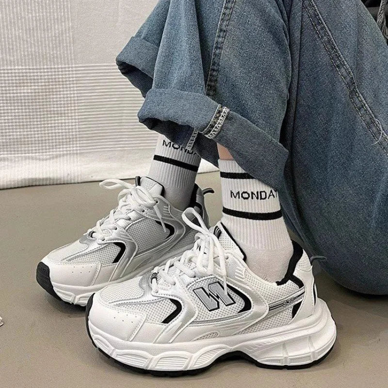 Women's Fashion Dad Shoes -Platform Mesh Running Sneakers，Breathable Casual Sports Shoes for Students，Everyday Training Shoes