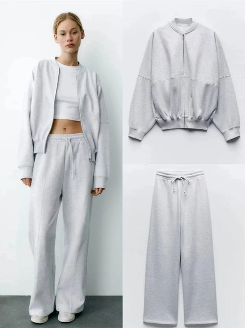 ETJ  Women's loose edition fleece zipper bomber Jacket