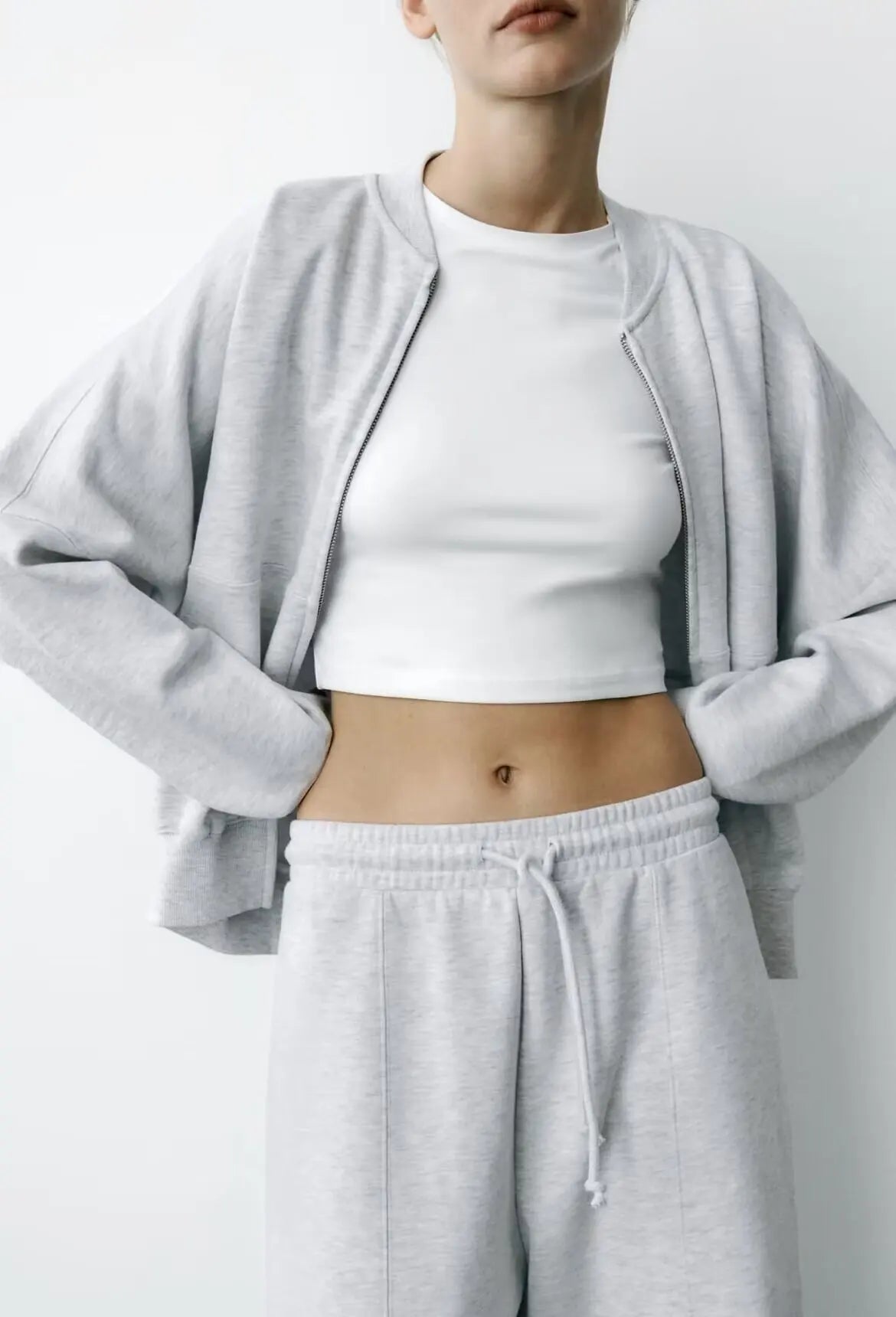 ETJ 2025 spring new  women's loose edition fleece zipper bomber Jacket Jacket hoodie pants fashion casual suit